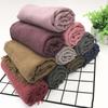Autumn and Winter New Literary Scarf Women's Cotton and Linen Day Solid Color Shawl New Linen Two-color Scarf