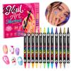 Quick Drying Nail Polish Pens 12Pcs Dual‑Tip Art Markers Set 24 Colors Acrylic Painting Pens Supplies for Salon Dry Waterproof Drawing DIY