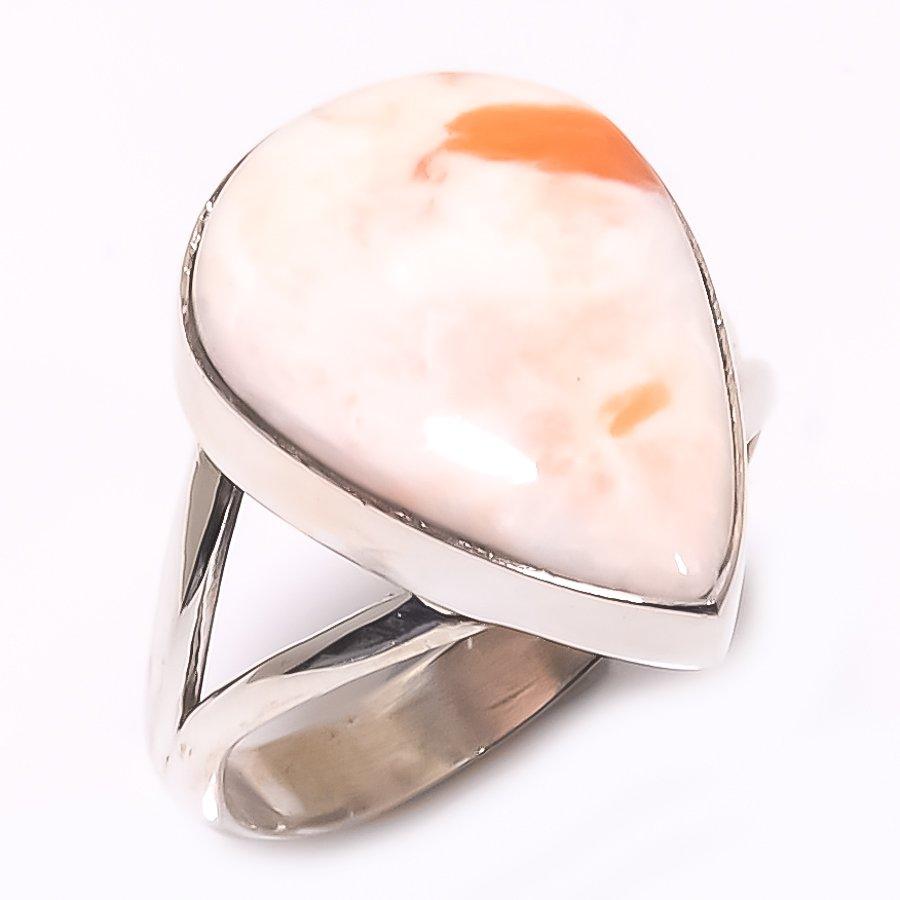 Natural Scolecite Gemstone Handmade 925 Solid Sterling Silver Ring Size 8.5 P9e02