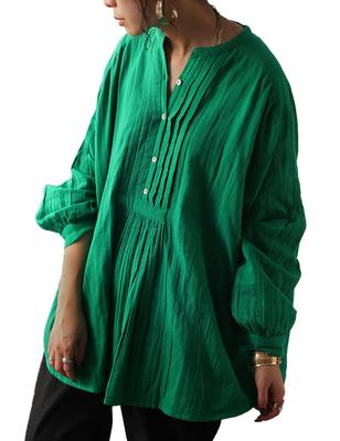 Antiqua Indischer Baumwollpullover Einheitsgröße Grün Damenbluse/Hemd, IYA-00059, 30,