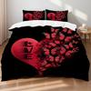 3pcs Valentine'S Day Romantic Rose Love Letter Pattern Duvets Cover Set,valentines Day Heart Shape, Marble Pattern Funy Decor
