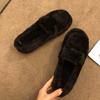 Fashion Designer Style Shoes Woman Fur Loafers Winter Warm Plush Moccasins Ladies Elegant Furry Soft Sole Slip-on Flat Zapato De Mujer