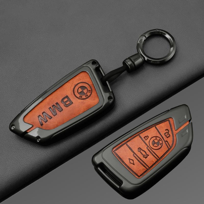 Alloy Leather Car Key Case Cover Bag For BMW 1 3 5 7 Series X1 X3 X4 X5 F10 F15 F16 F20 F30 F18 F25 M3 M4 E34 Holder Accessories