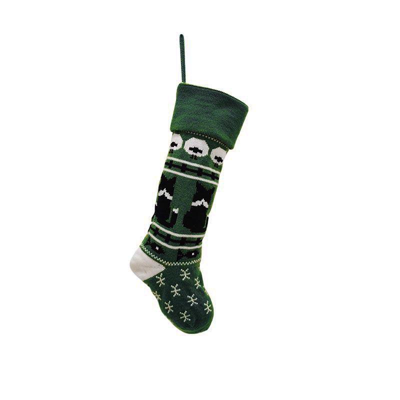 Knitted Pet Pattern Christmas Stockings - 2026 Xmas Decorations зелёный