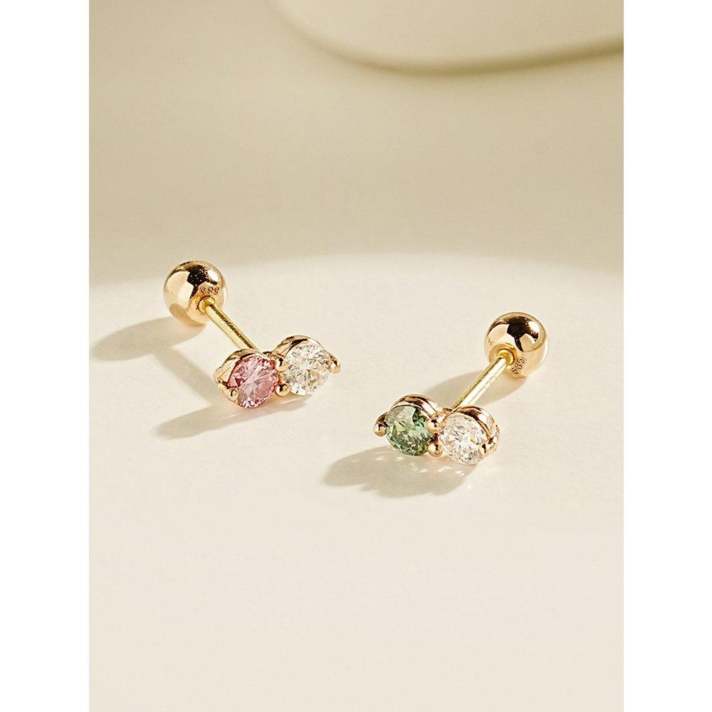 14K Gold_Barbell Type Moissanite Diamond Color Two-Way Piercing Earrings