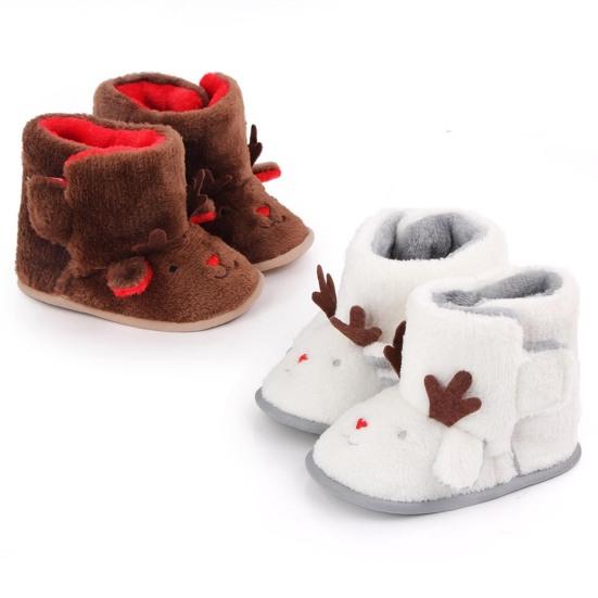 Winter Warm Christmas Cartoon Deer Baby Shoes Soft-soled Infant Toddler Boots