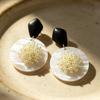 Vintage Black Series Stud Earrings 925 Silver Needle Minimalist High-End Personality Accessories for Women