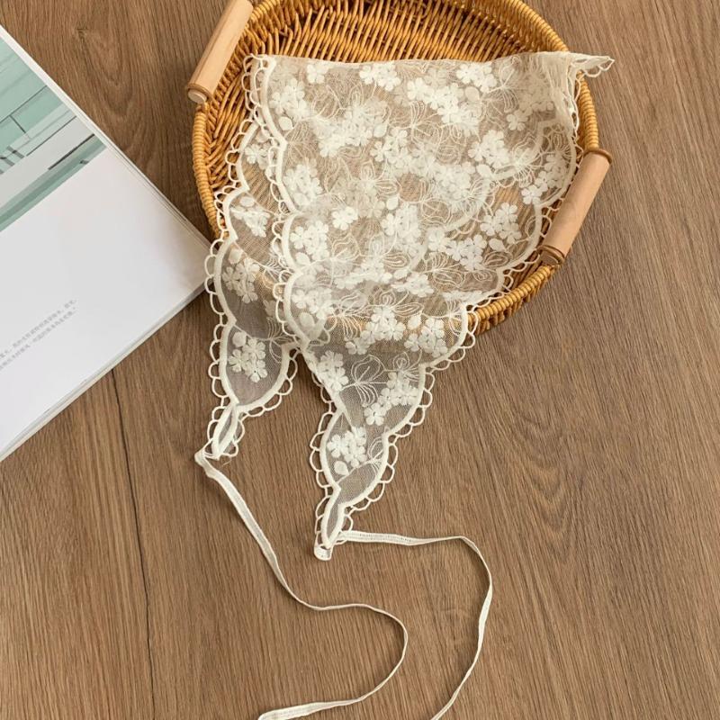 Lace Silk Scarf Headscarf Headband Pastoral Spring New Multi-functional Triangle Scarf Waist Seal