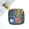 Multicolor 37.55Ct Natural Opal CERTIFIED 18K Gold Plated Square Cushion Pendant MY.PDG-330-NS