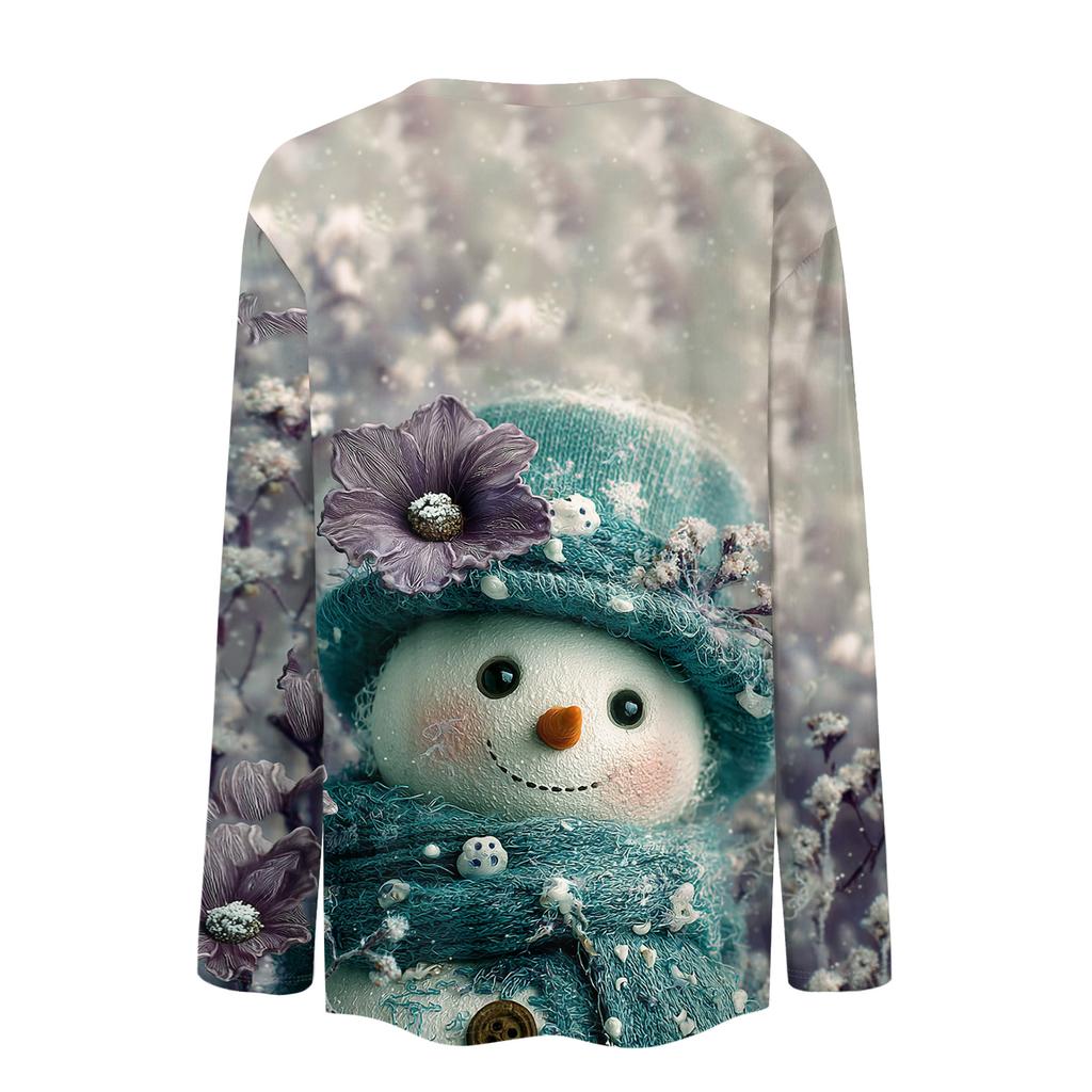 Long Sleeve Shirts For Women Cute Print Graphic Tees Blouses Casual Plus Size Basic Tops Pullover