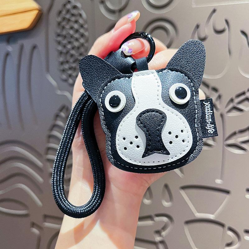 Creative Leather Puppy Keychain Cute Cartoon French Dog Advanced Sense Exquisite Bag Pendant Accessories Small Gifts