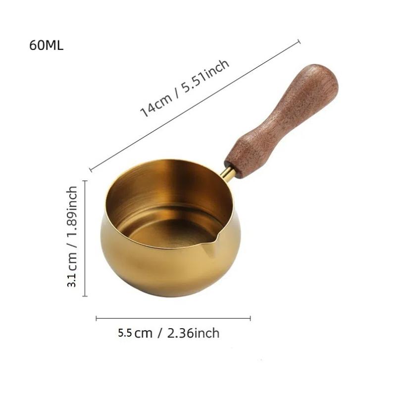 

Чашка для соуса из нержавеющей стали, чашка для западного соуса, чашка для заправки стейка с деревянной ручкой, соусница для томатного салата, кухонные инструменты 60ml золотой