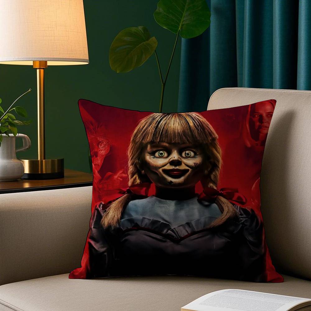 Film Horror A-Annabelle Kissenbezug Plüschstoff Weicher Kissenbezug Doppelseitiger Druck Sofakissenbezug Überwurf