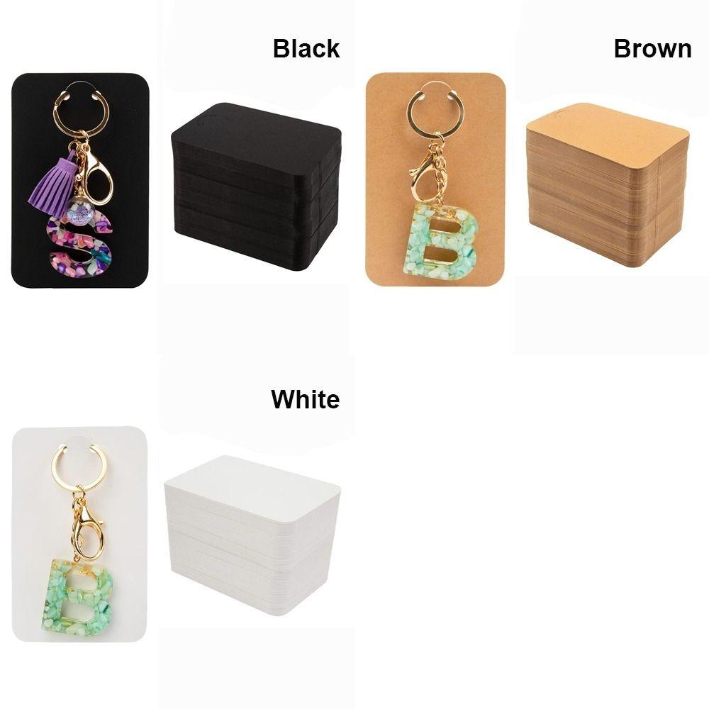 50PCS Black White Keyring Display Cards Dualsides Blank Jewelry Holder Key Chains