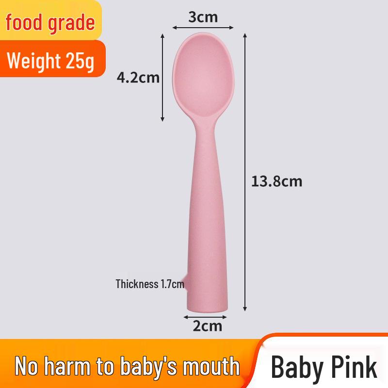 Baby Feeding Training Spoon - Silicone Long Handle for Infant Eating