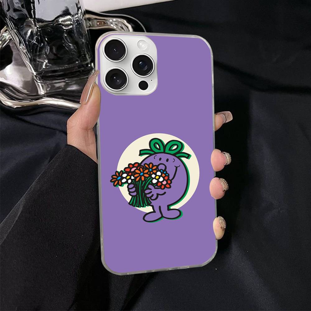 Gifts Mr Men And Little MisS Silver Gradient Pleated Water Ripple Phone Case For IPhone 17 16 15 14 13 12 11 Pro Max