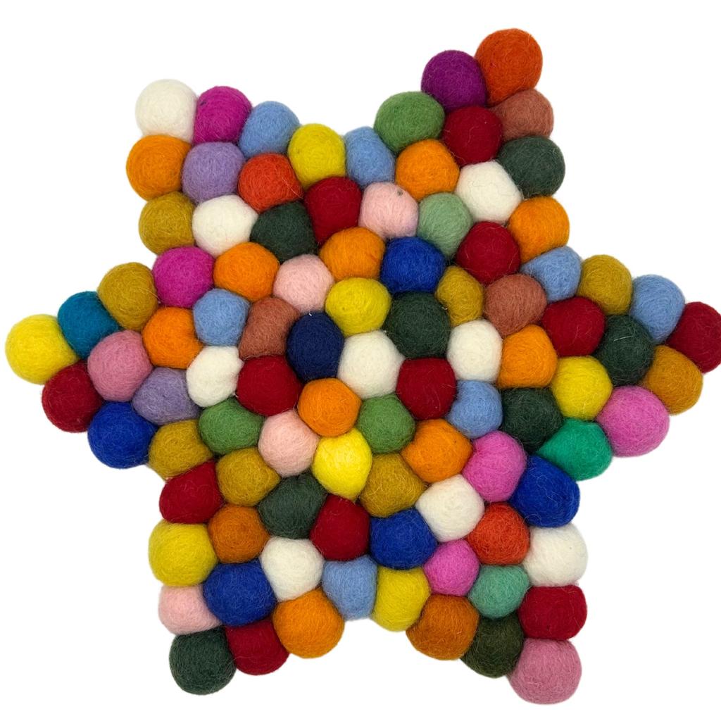 Felt Ball Star Trivet, Multicolor