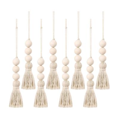 8x Enfeites de Borla Decorações Penduradas Decorativas Chiques Guirlanda de Contas de Madeira para Cortina de Casa de Fazenda Maçaneta de Guarda-roupa Fundo de Porta