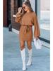 2026 Spring/Autumn Women's Long Sleeve Ribbed Knit Dress with Belt - European & American Style