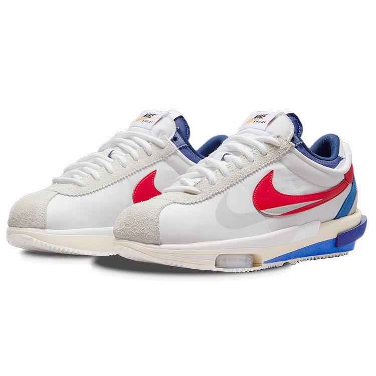 Sacai X Nike Zoom Cortez SP OG Unisex Sneakers White Varsity-Red Varsity-Royal DQ0581-100