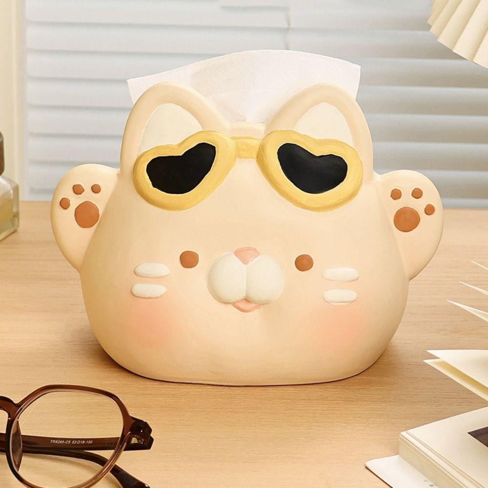 Cartoon Paper Box Ceramics Napkin Storage Box Desktop Decoration Tissue Box  Bedside