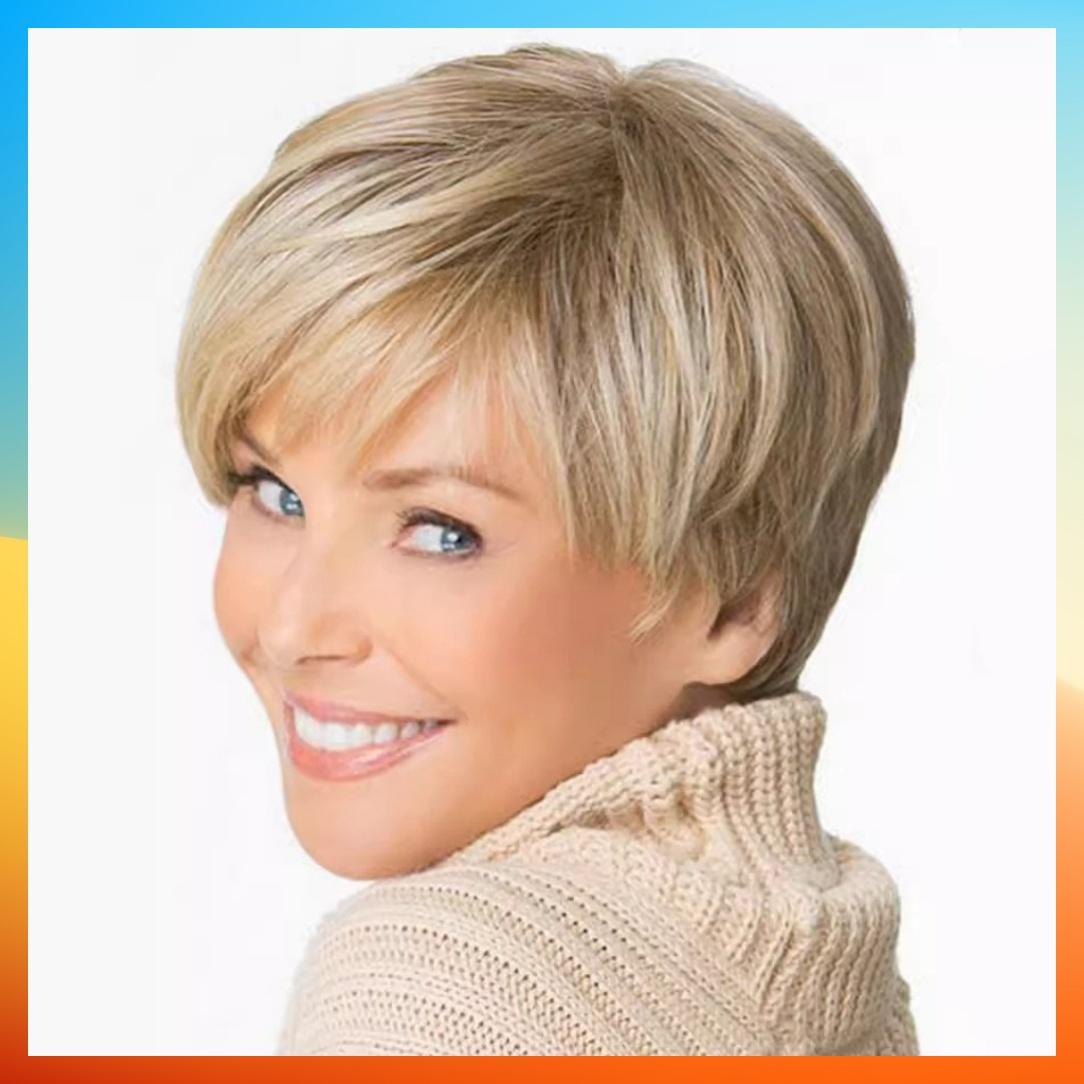 

2025 Европейский модный короткий прямой парик для женщин HW945 1 pcs золотой