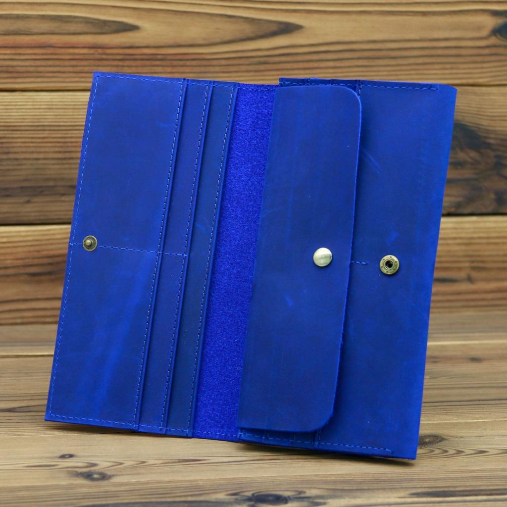 Men's and Women's Long Wallet, Wallet Clip Layer, Cowhide, Crazy Horse Leather Buckle