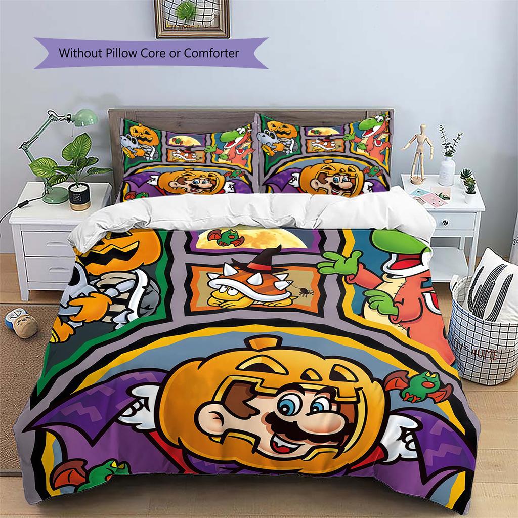 Super Mario Pattern Bedding Quilt Set Home Decoration Gift (1 * duvet cover + 2 * pillowcase without core)