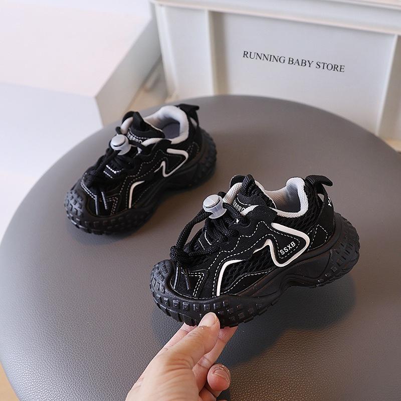 

Chunky Sneaker for Children Mesh Platform Shoes Pure Color Elastic Band Girl Trendy Trainers Thick Sole Boys School Shoes I07243 21 чорний