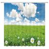 Natürliche Landschaft Duschvorhänge Wasserfall Grüne Wiese Blume Frühling Landschaft Badezimmer Dekor Wasserdichtes Stoffvorhang-Set