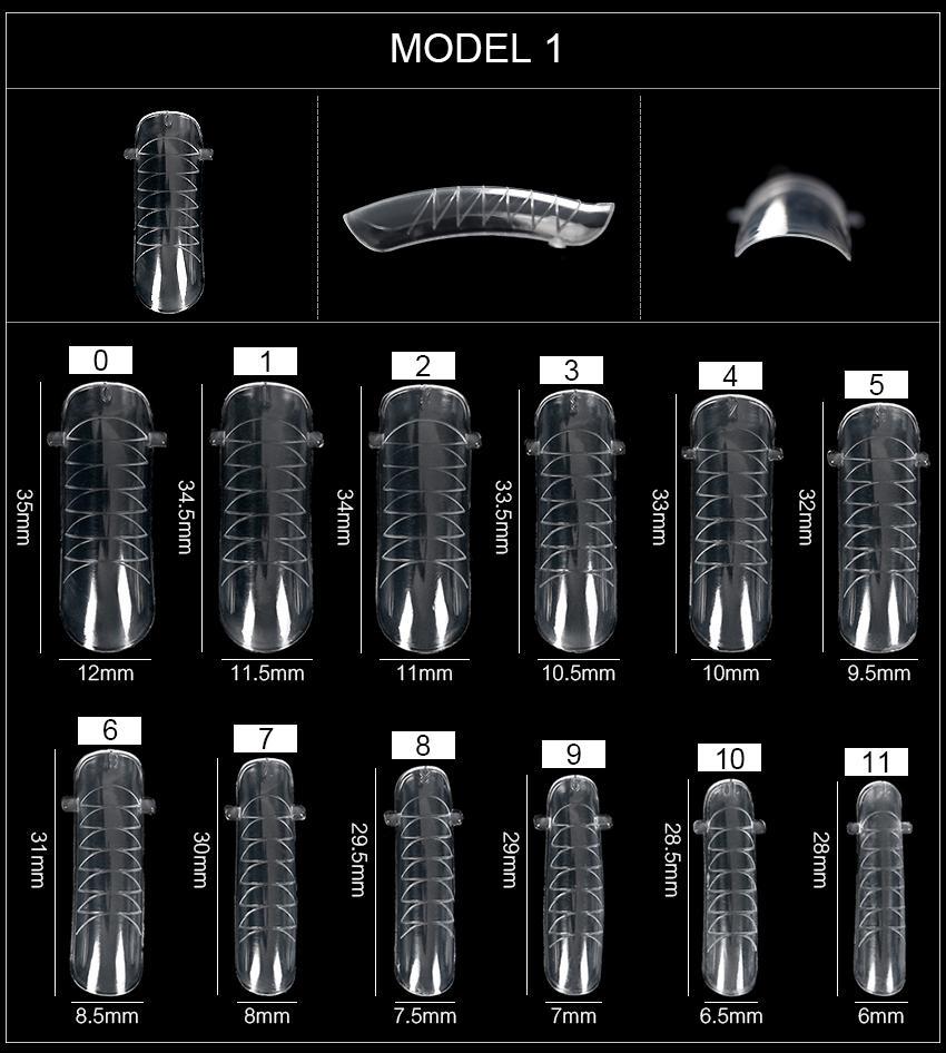 kads 120 ks Nástavce na nehty pro rychlou tvorbu plísní Dvojité umělé nehty Opakovaně použitelné čiré nástroje na manikúru pro prodloužení Poly Nail Gel Nail Art