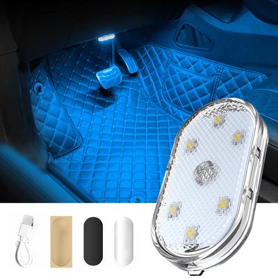Bil Mini LED interiör stämningsljus USB uppladdningsbar magnetisk trådlös beröringslampa Takläslampa Bilinredningstillbehör