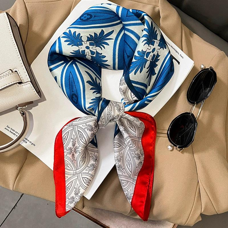 Luxury New Style Square Headscarf Women Sunscreen Beach Kerchief Popular The Four Seasons Scarves  Design 70X70CM Silk Hijab