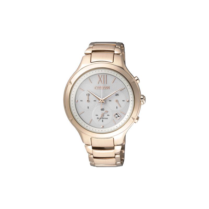 

CITIZEN L Series Eco-Drive Rose Gold Three-eye Chronograph Solar Quartz Steel Strap Women s Watch White Dial FB4013-51A синій