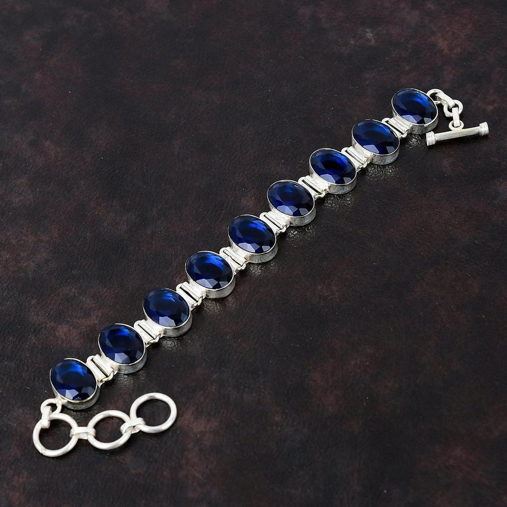 Faceted Tanzanit Quartz náramek Šperky z pravého drahokamu 925 Sterling Silver Náramek Nastavitelný řetízkový náramek Ručně vyrobený šperk Dárek pro maminku