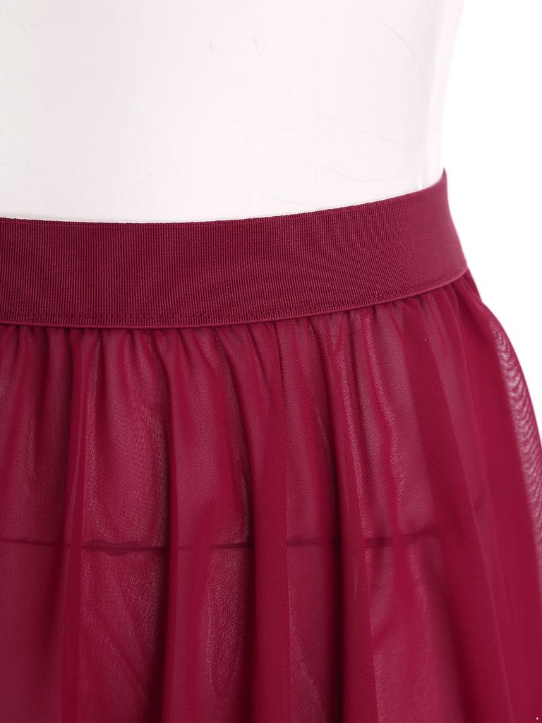 Damen High-Low-Saum Chiffonrock Elastischer Bund Unregelmäßiger Durchsichtiger Überwurf Strand Tanzkostüm