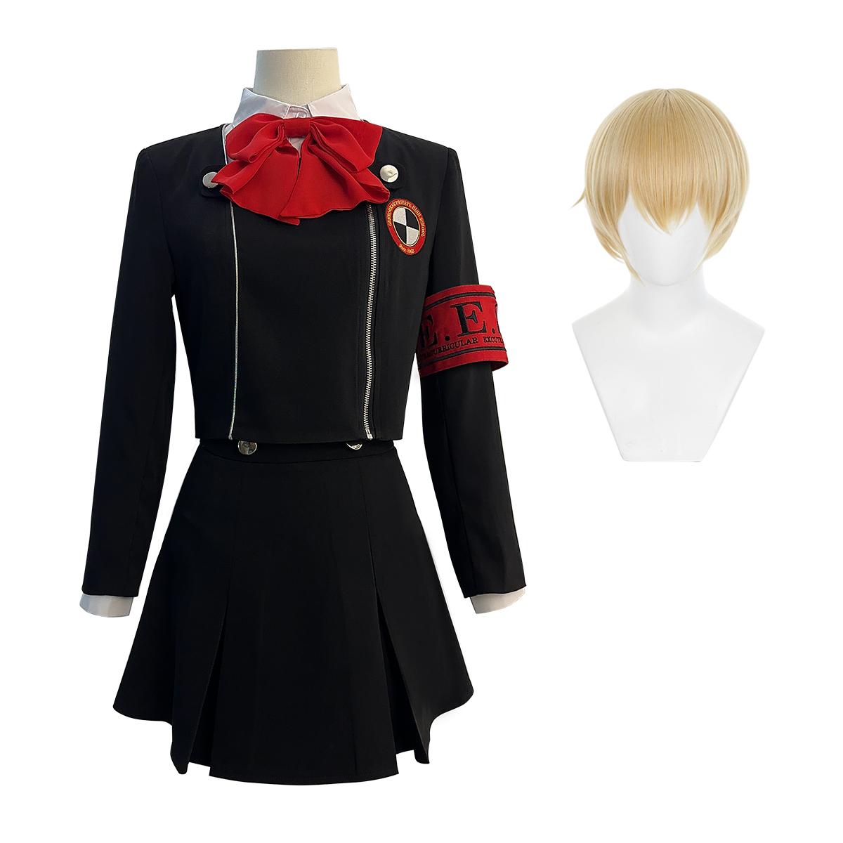 HOLOUN Game P3 Aegis Cosplay Kostuum Pruik Gekkoukan High School Uniform Borduurpak Pak Rok Shirt Dagelijkse Kleding Cadeau XS（old）
