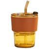 Heyu Xi Bamboo Design Glass Tumbler with Straw, 400ml