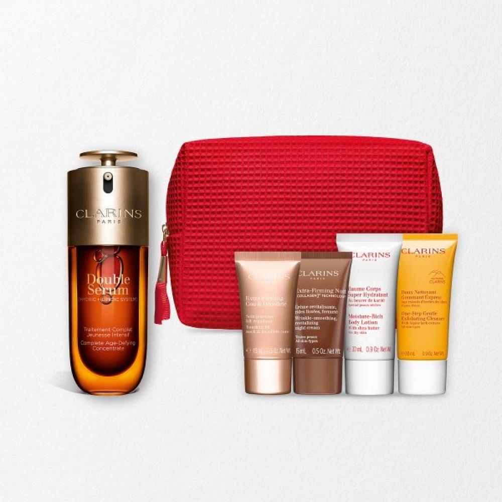 Clarins Set +deluxe 5 Items +pouch Double Serum G9 75ml Double Serum 75ml Set/Request a gift wrap