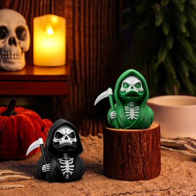 Scythe Skeleton Duck Figurka Pryskyřice Gotická Kachna Ornament Sběratelská Soška Kostlivce Kachny pro Halloweenskou Dekoraci Domov Kancelář Stůl
