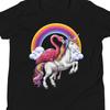 Flamingo Riding Unicorn T-Shirt, Magical Unicorn Rainbow Tee