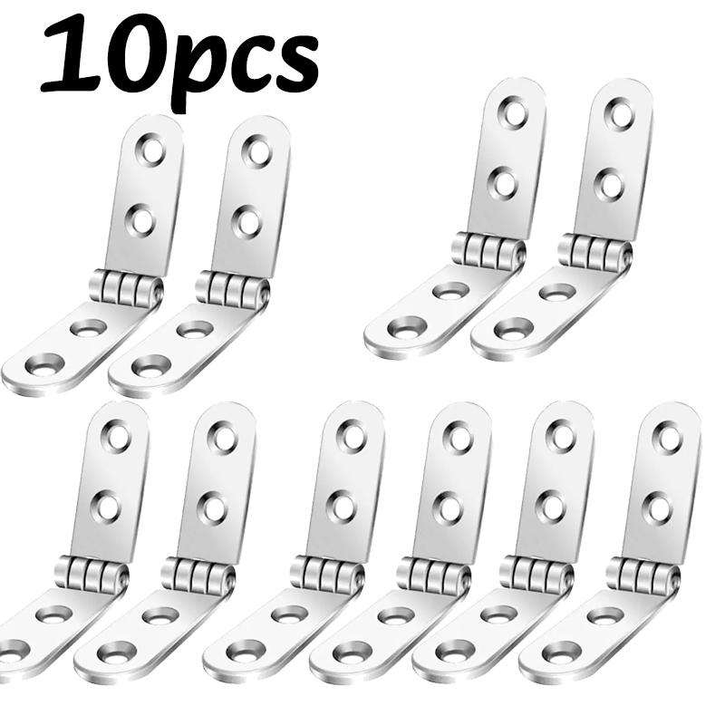 1-10PC 180 Degree Foldable Hinge Flap Screw-On Hinges Metal Rounded Corner Hinge Sewing Machine Cabinet Door Hardware Accessory