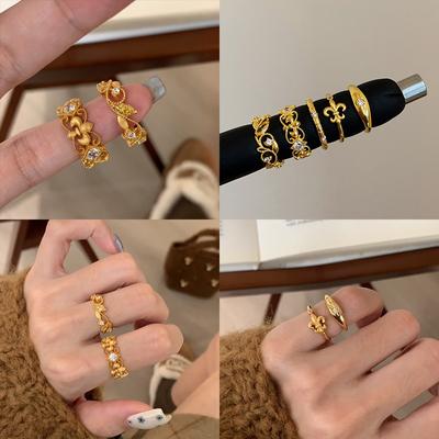 Heavy Industry Medieval Brushed Iris Ring Women'S Light Luxury High Sense Retro Elegant Fashion Versatile Ring Ring