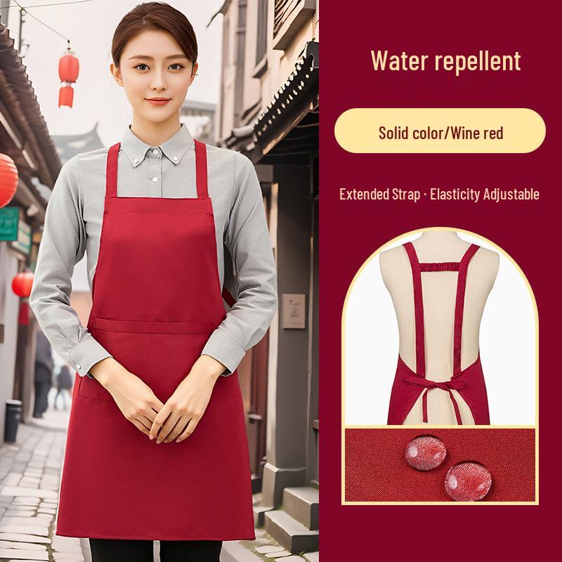 Waterproof Red Apron with Logo for Weddings, 100th Birthdays, and Special Events - Oil-Proof, Festive, Celebratory Design