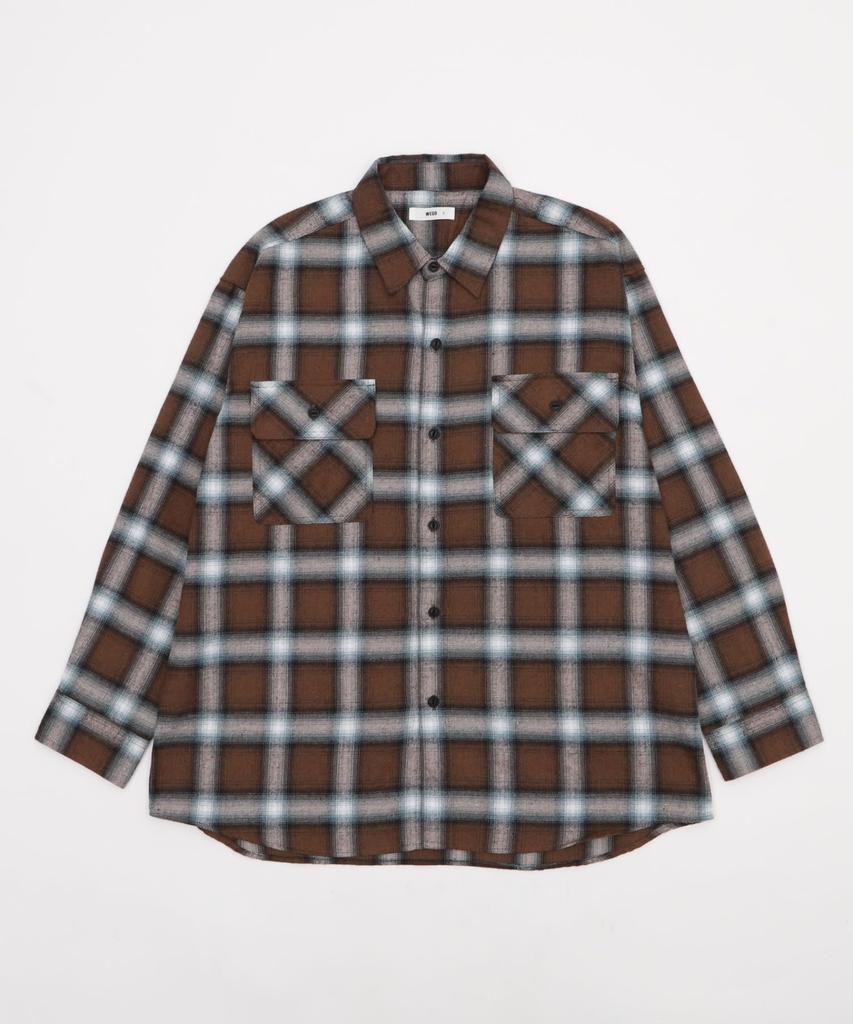 WEGO Unisex Ombre Check Flannel Long Checked Oversized Size Pattern 3 Shirt, Sleeve, Top, Autumn/Winter Clothes, Silhouette, Gift, Men's, Small,