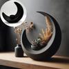 3D Crescent Moon Vase: Decorative Jar for Living Room, Entryway, Bedroom, or Desktop.