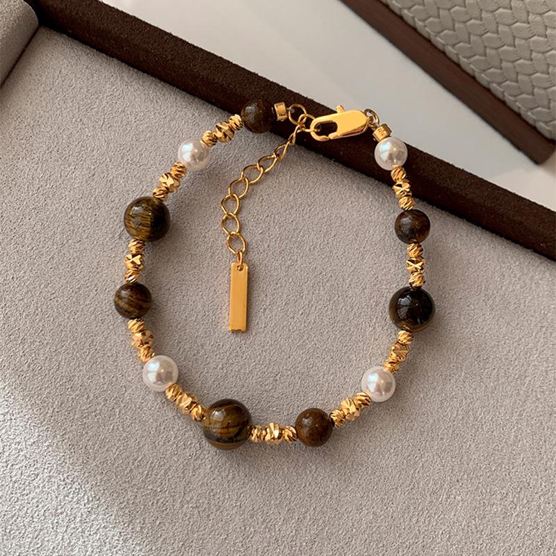 Vintage Natural Stone Beads Bracelet for Women Ethnic Imitation Pearl Beads Wrap Bangle Bracelet & Necklace Jewelry Gifts
