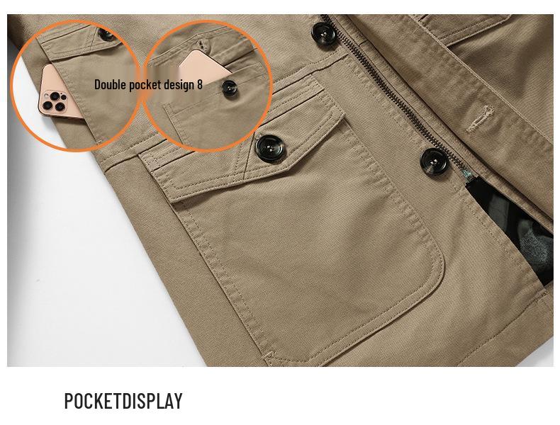 Men's Mid-Length Hooded Jacket - 100% Cotton, Casual Spring/Autumn Trench Coat