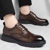 Fashion Summer Thick Soled Punching Leather Shoes Dress Business Wedding Party Senior British Style Shoes Luxury Brand Men Oxfords Shoes