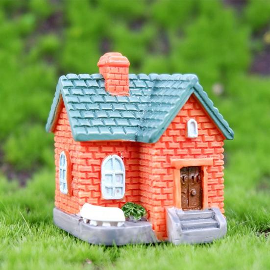 Mini House Figurine Miniature Resin House Building Model for Fairy Garden Moss Landscape DIY Craft Home Decor